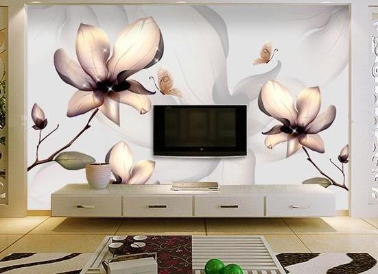 田园风格客厅液晶电视背景墙液体壁纸装修效果图