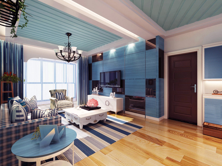 地中海风格两居室彩色时尚客厅装修效果图赏析