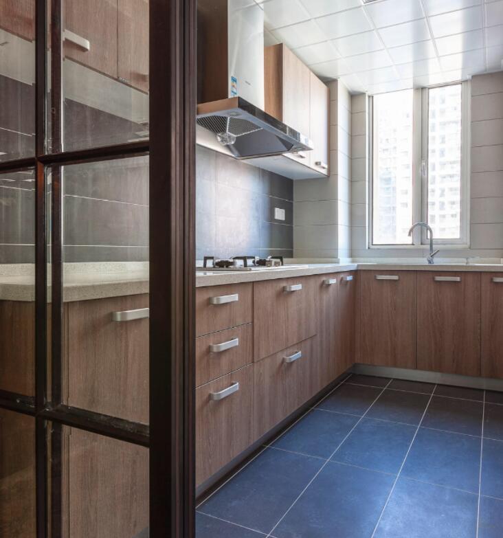 60平方复古风格厨房玻璃墙效果图