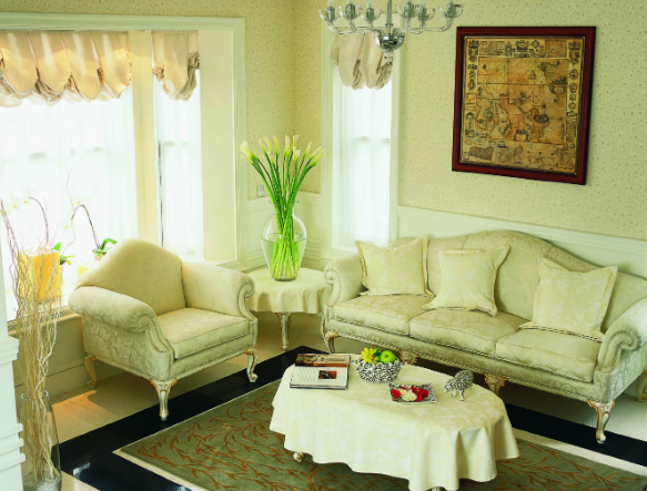 90平的房子美式工业风风格白色沙发装修效果图