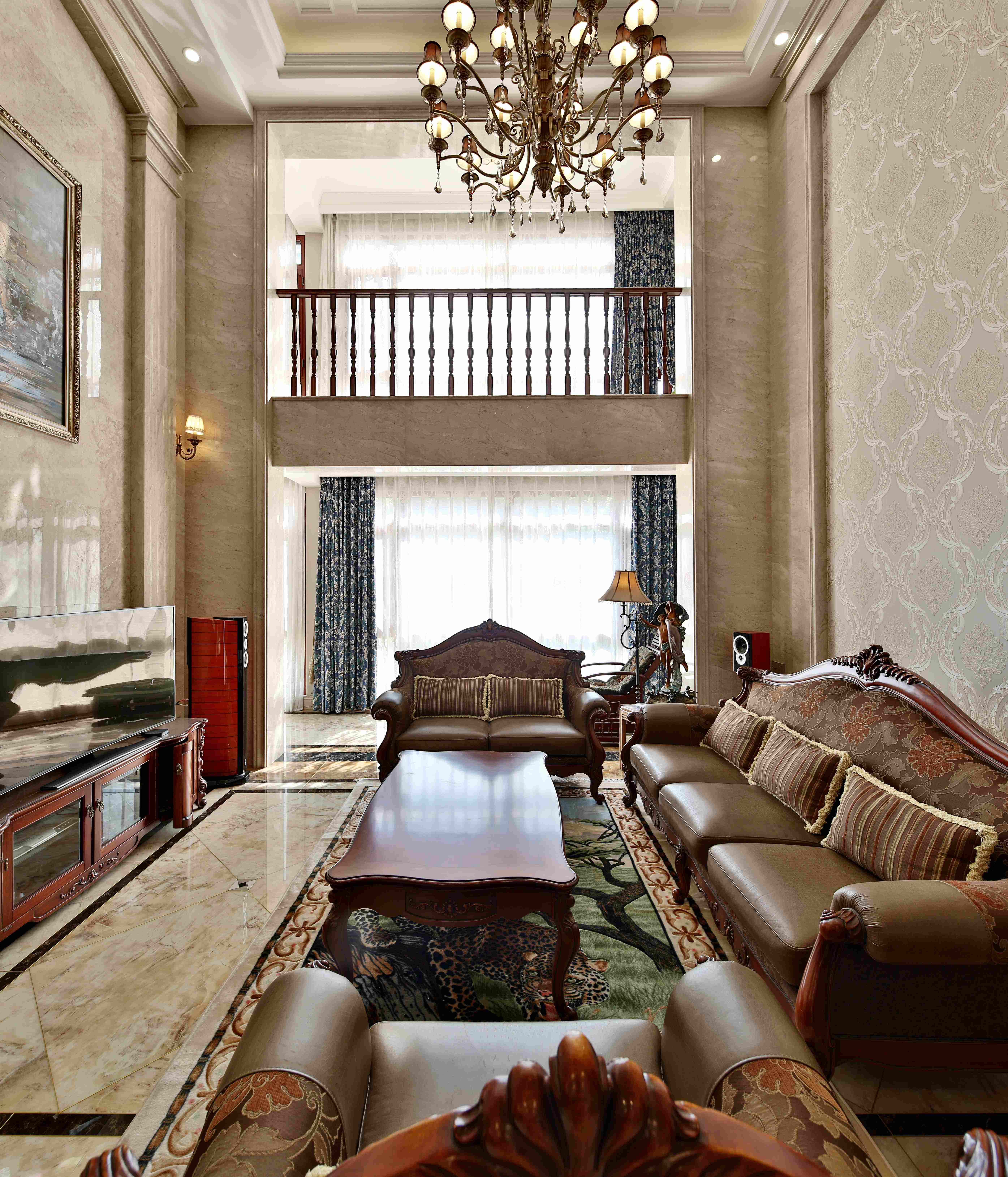 400平米高档别墅客厅简单中式风格装修效果图