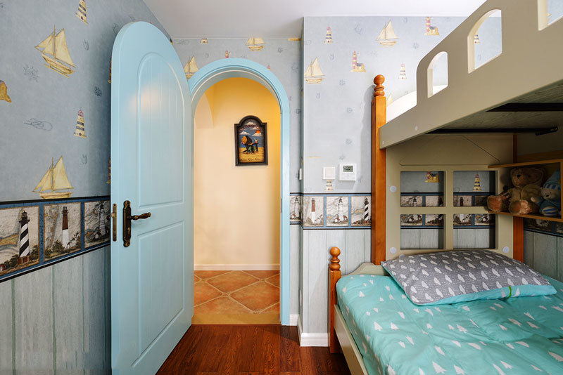 清新地中海风格卧室门设计装修效果图