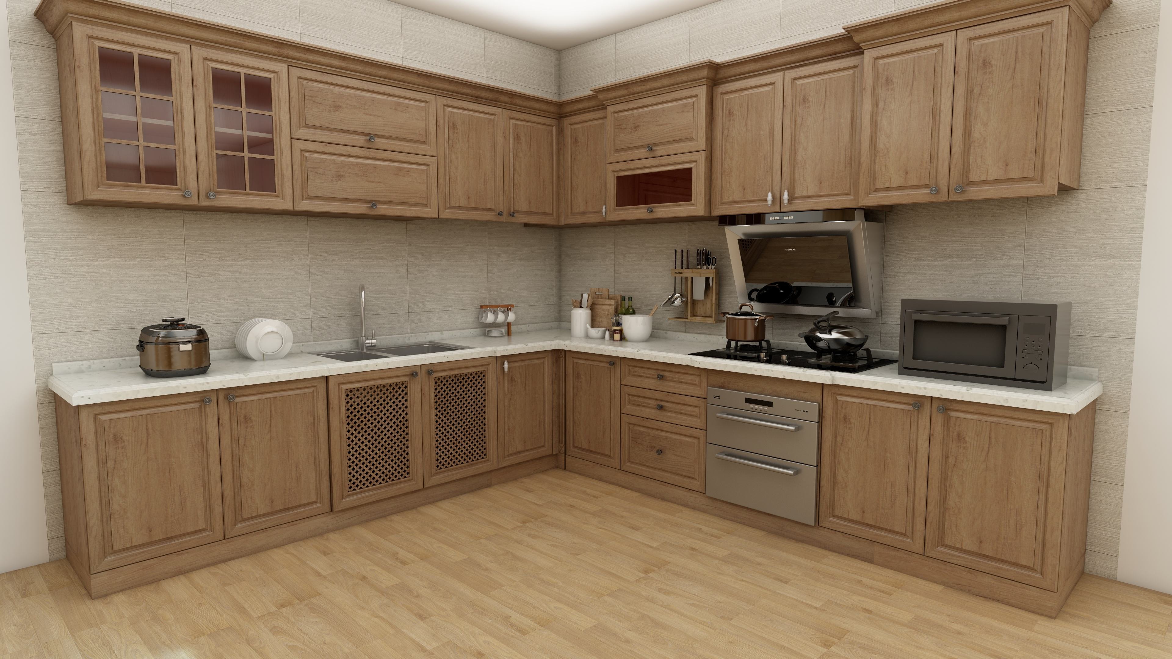 118平米两居室现代风格厨房吸塑橱柜装修效果图