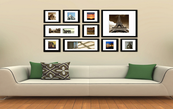 别墅暖色调照片墙设计效果图