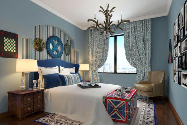 地中海风格精致卧室窗帘装修效果图