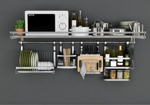 厨房不锈钢置物架现代欧式风格装修效果图