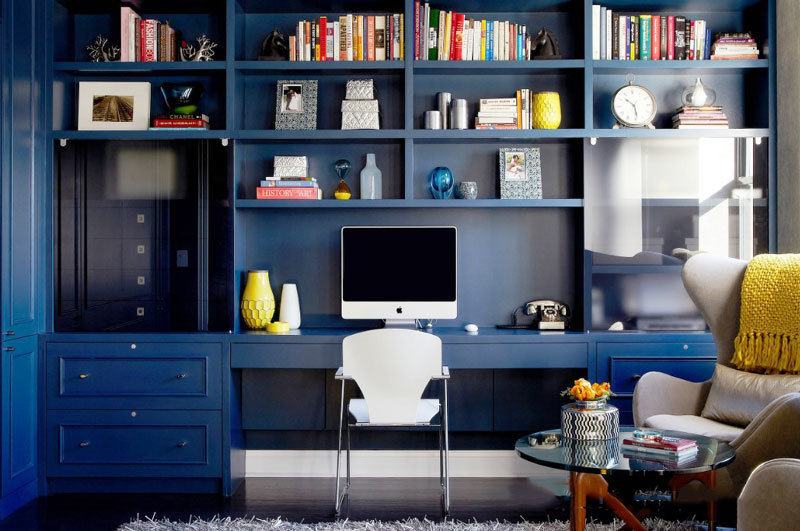 地中海风格蓝色精致书房设计装修效果图