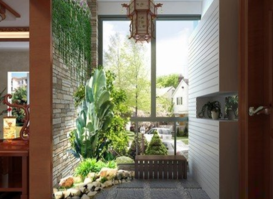 中式风格小户型阳台花园装修效果图