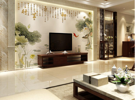 50平米房子新中式别墅客厅电视墙装修效果图