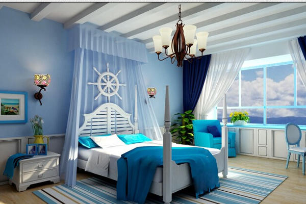 海洋般纯净地中海风格小卧室装修效果图