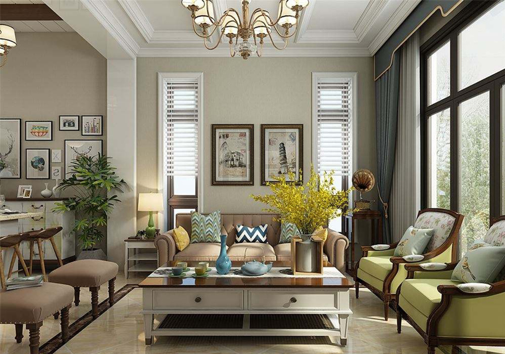 美式小户型客厅装修效果图大全,美式现代小户型客厅装修效果图