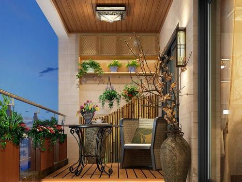 11平米新中式阳台花园装修效果图