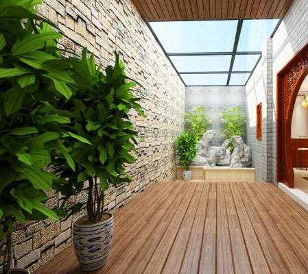 12平米新中式阳台花园装修效果图