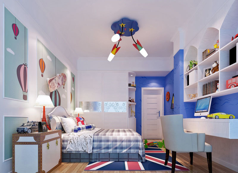 地中海风格海洋蓝色儿童房设计装修效果图
