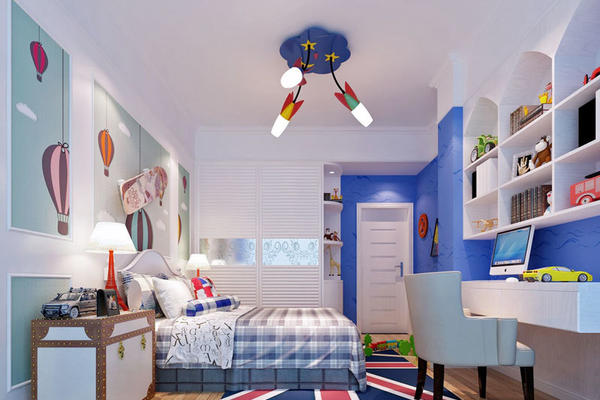 地中海风格海洋蓝色儿童房设计装修效果图