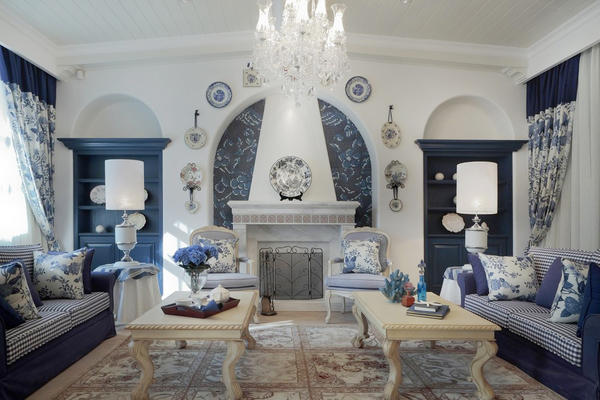 蓝色自然地中海风格别墅室内装修效果图赏析