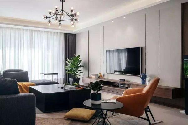 90平现代风格客厅硬包电视背景墙设计大全
