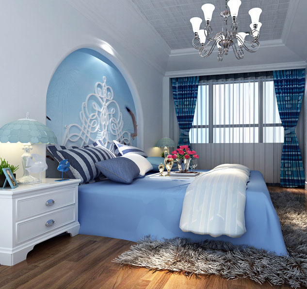 地中海风格别墅型精致室内卧室装修效果图