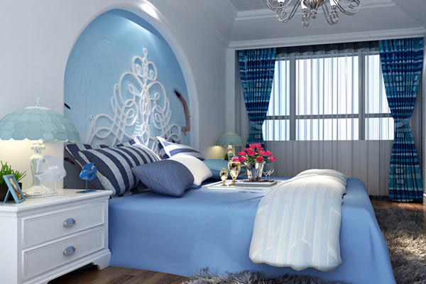 地中海风格别墅型精致室内卧室装修效果图