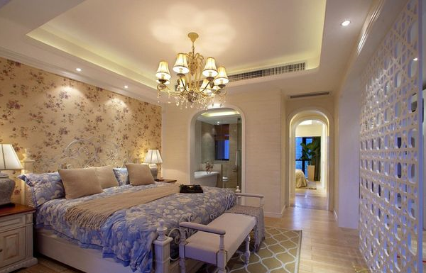三室一厅地中海风格精美卧室背景墙装修效果图