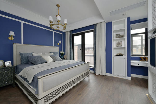 地中海风格经典蓝色卧室装修效果图