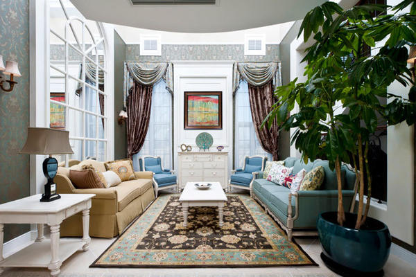 地中海风格精美浅色客厅设计装修效果图