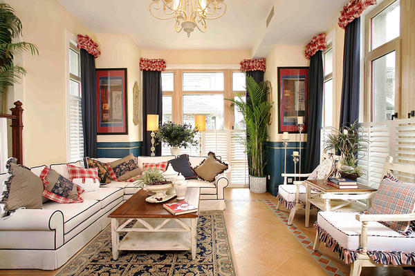 地中海风格时尚混搭两居室装修效果图