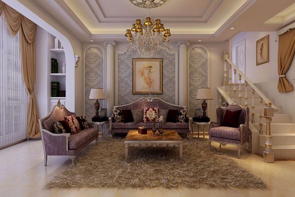 350平别墅欧式奢华风格客厅照片背景墙装修效果图