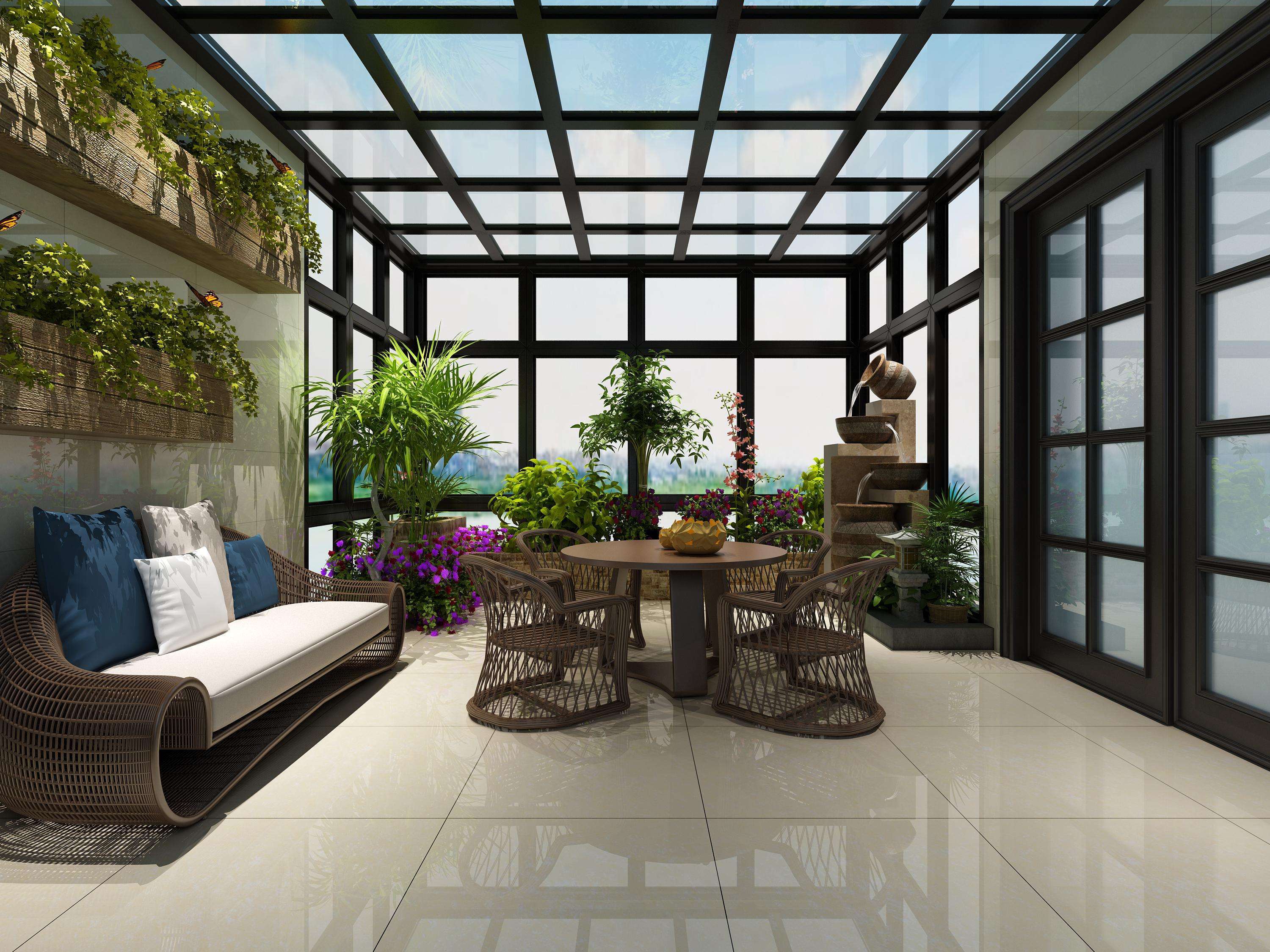 三居室正方形阳台花园新古典装修效果图