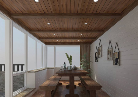 8平米中式阳台茶室装修效果图