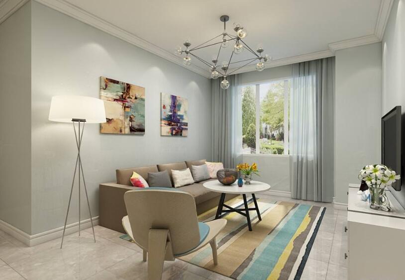 90平现代风格客厅沙发背景墙挂画效果图大全2020