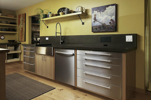 田园风格小户型厨房不锈钢橱柜效果图