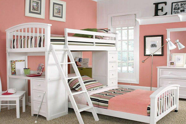 小面积儿童房高低床装修效果图大全