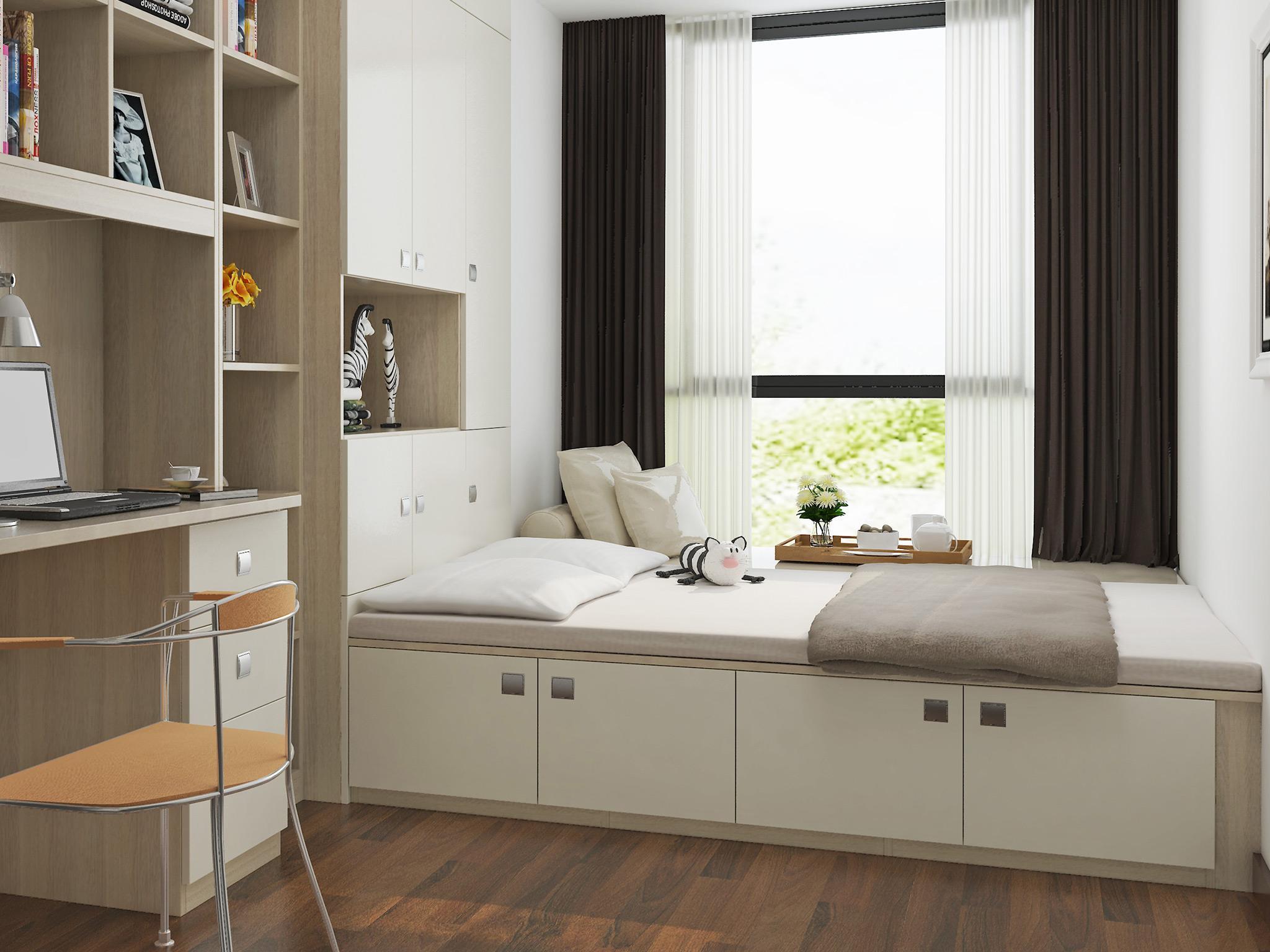 65平两居室现代简约风格10平小卧室榻榻米装修效果图