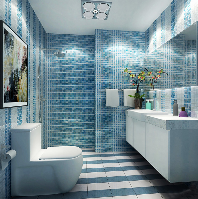 简约地中海风格卫生间马赛克瓷砖设计装修效果图