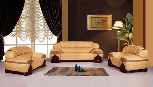 客厅中式真皮沙发装修效果图