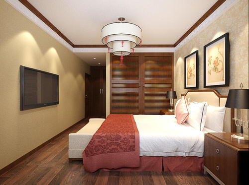 400平方别墅新中式卧室橱柜装修效果图