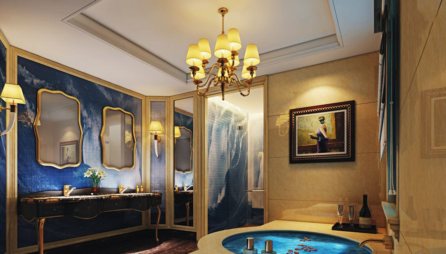 地中海风格别墅室内奢华卫生间设计装修效果图