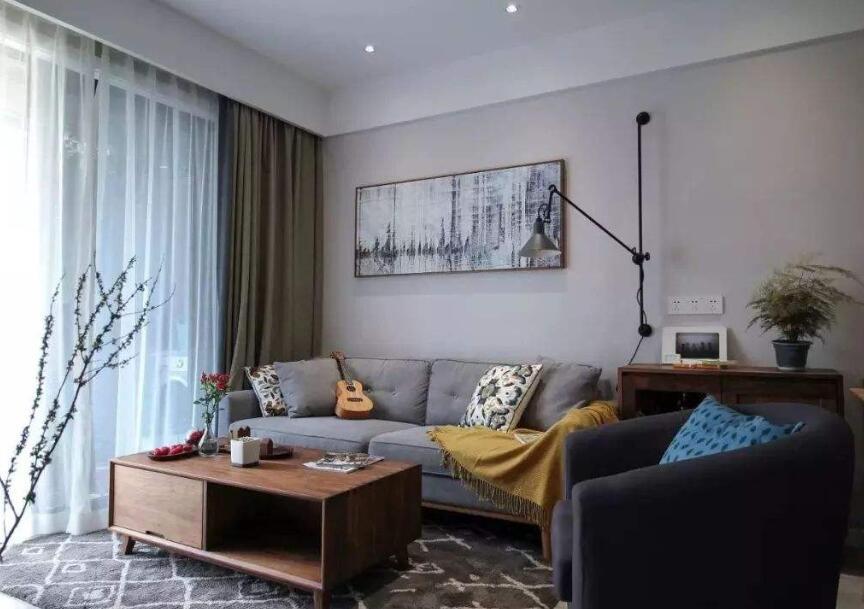 88平现代风格客厅沙发背景装饰画效果图