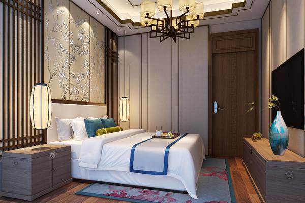 210平方新中式别墅公主卧室装修效果图