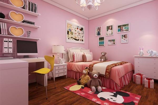 80平米两居室粉色房间简约风格装修效果图