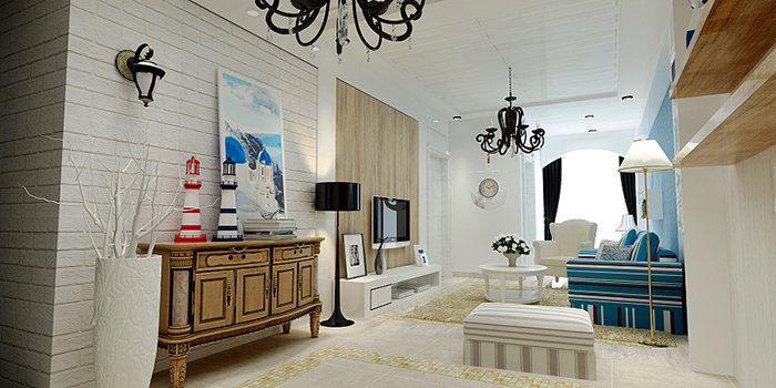 67平米地中海风格简约一居室室内装修效果图