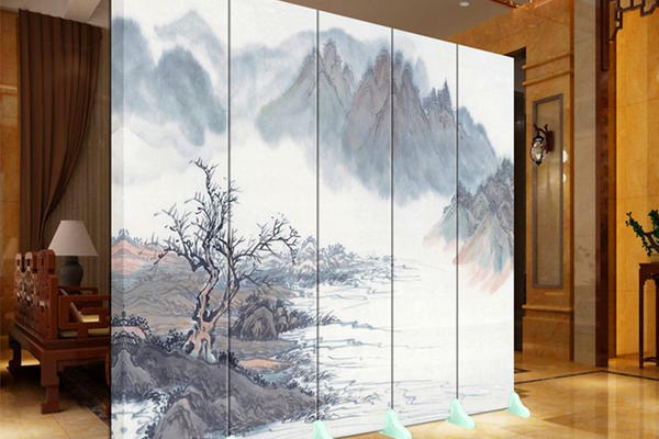 126平米客厅山水画背景墙装修效果图