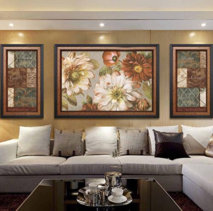 130平米大户型美式客厅背景墙挂画装修效果图