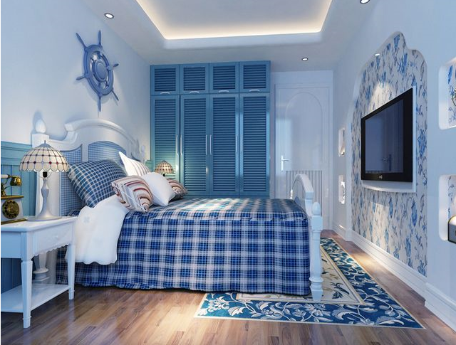 纯情蓝地中海风格房间装修图片