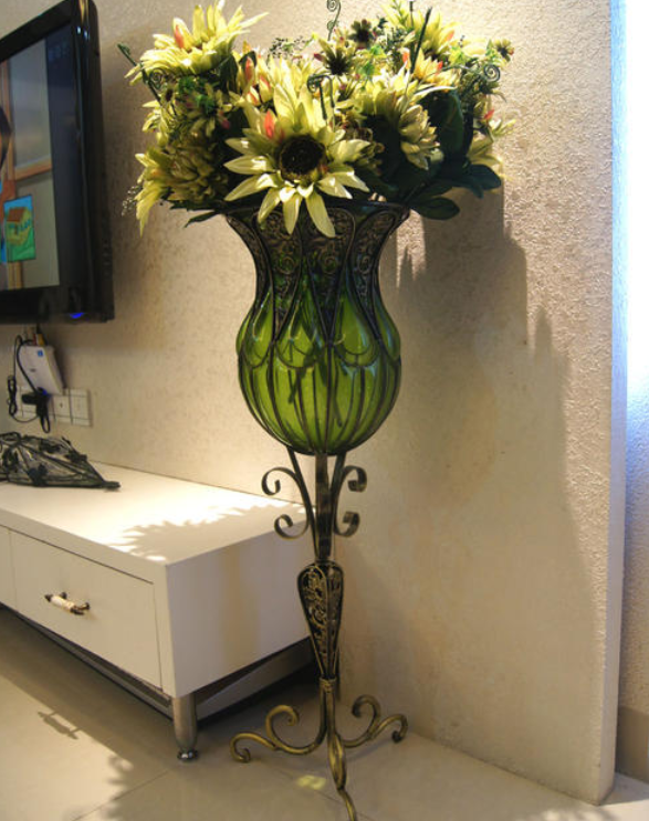 客厅自然玻璃花瓶装修效果图