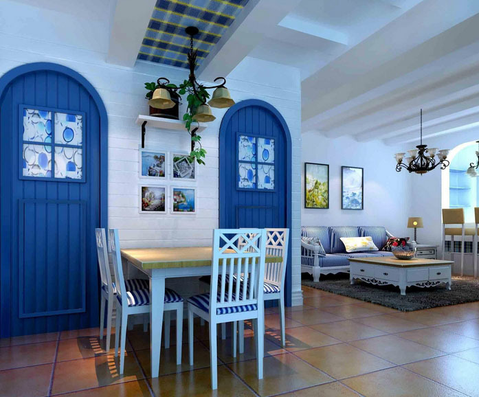 98平米两室一厅地中海风格餐厅装修图片