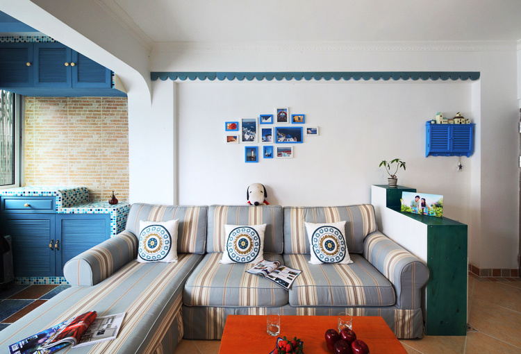 70平米地中海风格蓝色经典室内装修效果图