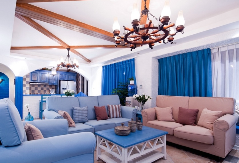 寂静的蓝：114平米家居地中海风格装修图片