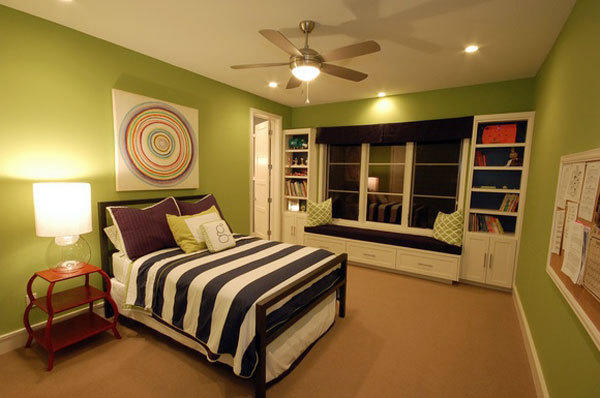 田园风格清新绿色卧室飘窗设计装修效果图